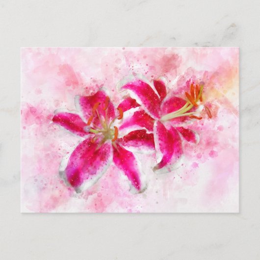 Stargazer Lily bloem waterverf - wb 03 Briefkaart (Voorkant)