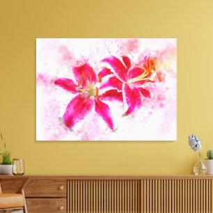 Stargazer Lily bloem waterverf - wb 03 Canvas Afdruk