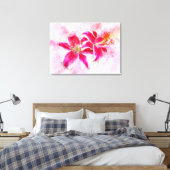 Stargazer Lily bloem waterverf - wb 03 Canvas Afdruk (Insitu (Slaapkamer))