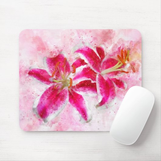 Stargazer Lily bloem waterverf - wb 03 Muismat (Met muis)