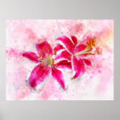 Stargazer Lily bloem waterverf - wb 03 Poster (Voorkant)