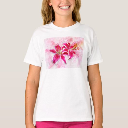 Stargazer Lily bloem waterverf - wb 03 T-shirt (Voorkant)