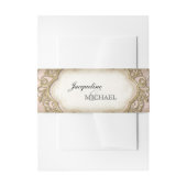 Stargazer Lily Blush Lace Goud Lijst Uitnodigingen Wikkel (Voorkant Voorbeeld)