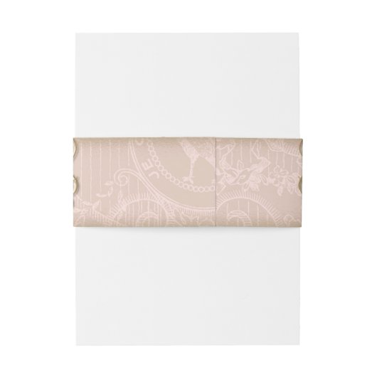 Stargazer Lily Blush Lace Goud Lijst Uitnodigingen Wikkel (Achterkant Voorbeeld)