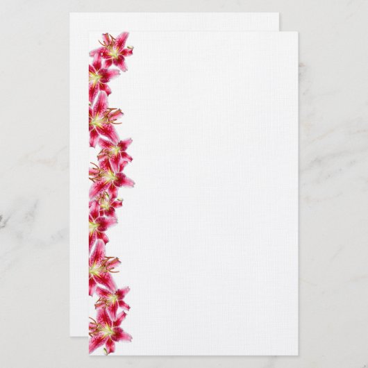 Stargazer Lily Border Briefpapier Papier (Voorkant / Achterkant)