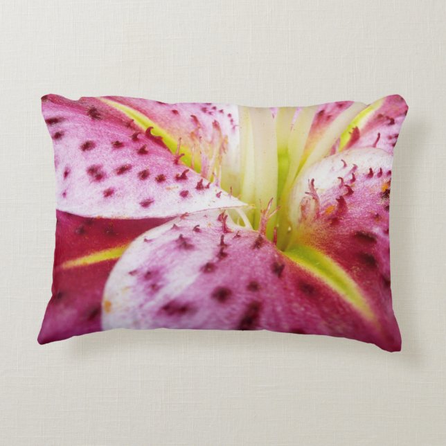 Stargazer Lily Bright Magenta Floral Accent Kussen (Achterkant)