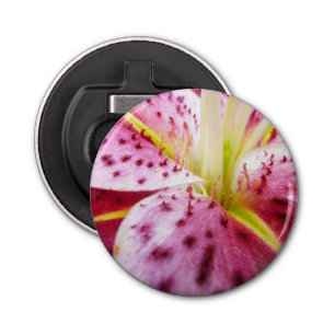 Stargazer Lily Bright Magenta Floral Button Flesopener