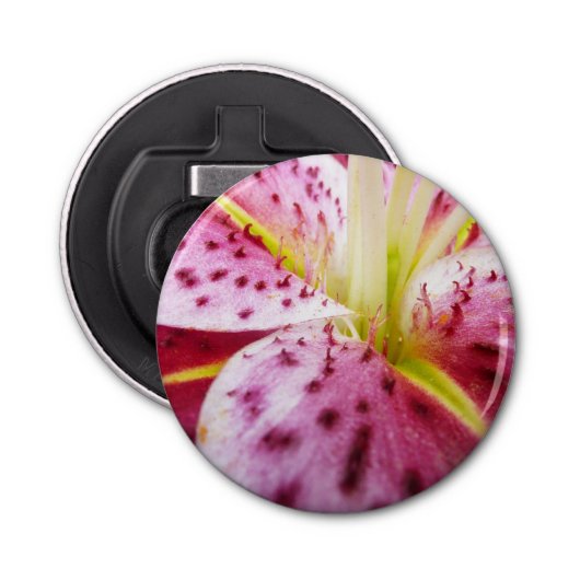 Stargazer Lily Bright Magenta Floral Button Flesopener (Voorkant)