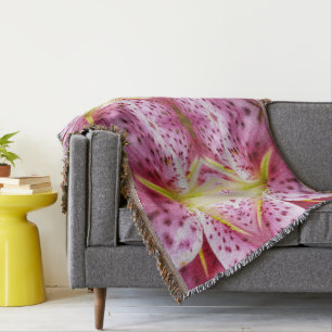 Stargazer Lily Bright Magenta Floral Deken