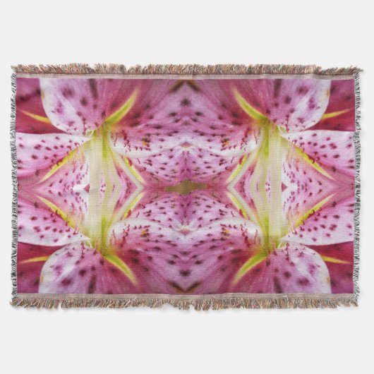 Stargazer Lily Bright Magenta Floral Deken (Voorkant)