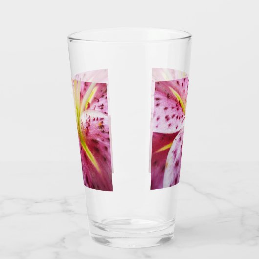 Stargazer Lily Bright Magenta Floral Glas (Links)