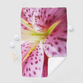 Stargazer Lily Bright Magenta Floral Golfhanddoek (Insitu)
