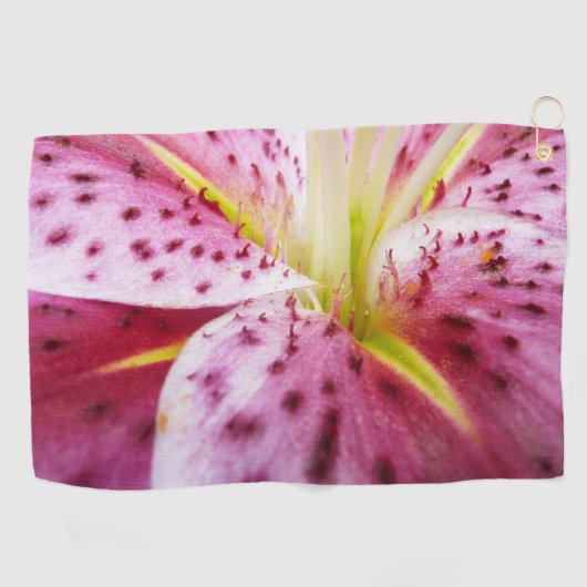 Stargazer Lily Bright Magenta Floral Golfhanddoek (Horizontaal)