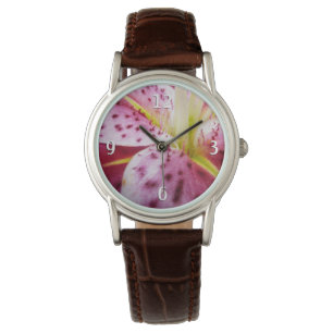Stargazer Lily Bright Magenta Floral Horloge