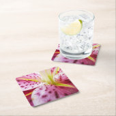 Stargazer Lily Bright Magenta Floral Kartonnen Onderzetters (Insitu)
