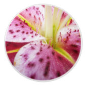 Stargazer Lily Bright Magenta Floral Keramische Knop (Voorkant)