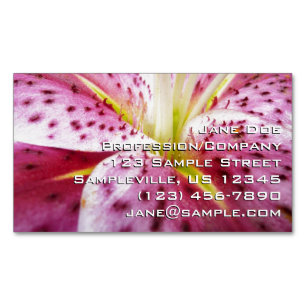 Stargazer Lily Bright Magenta Floral Magnetisch Visitekaartje