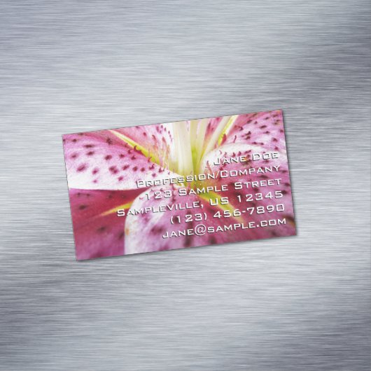 Stargazer Lily Bright Magenta Floral Magnetisch Visitekaartje (Voorbeeld)