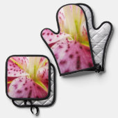Stargazer Lily Bright Magenta Floral Ovenwant & Pannenlap Set (Voorkant / Achterkant)