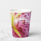 Stargazer Lily Bright Magenta Floral Papieren Bekers (Achterkant)