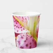 Stargazer Lily Bright Magenta Floral Papieren Bekers (Links)