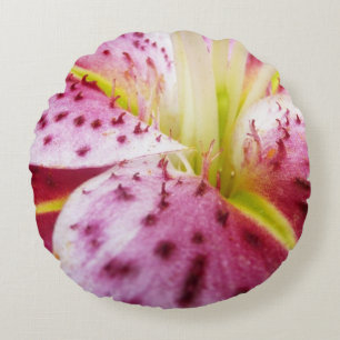 Stargazer Lily Bright Magenta Floral Rond Kussen
