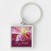 Stargazer Lily Bright Magenta Floral Sleutelhanger (Voorkant)