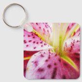 Stargazer Lily Bright Magenta Floral Sleutelhanger (Voorkant)