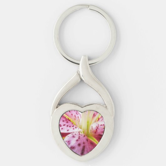 Stargazer Lily Bright Magenta Floral Sleutelhanger (Voorkant)