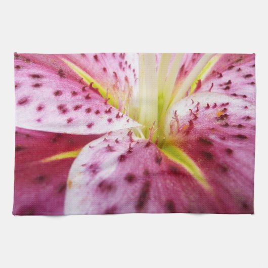 Stargazer Lily Bright Magenta Floral Theedoek (Horizontaal)