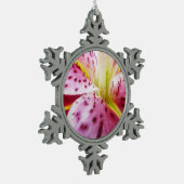 Stargazer Lily Bright Magenta Floral Tin Sneeuwvlok Ornament (Links)