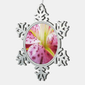 Stargazer Lily Bright Magenta Floral Tin Sneeuwvlok Ornament (Rechts)