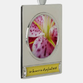 Stargazer Lily Bright Magenta Floral Verzilverd Banner Ornament (Rechts)