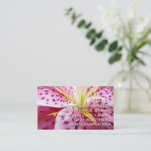 Stargazer Lily Bright Magenta Floral Visitekaartje (Staand voorkant)