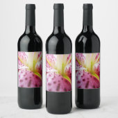 Stargazer Lily Bright Magenta Floral Wijn Etiket (Flessen)
