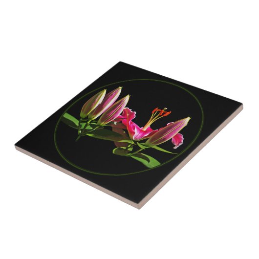 Stargazer Lily Buds en Bloom Tegeltje (Zijkant)