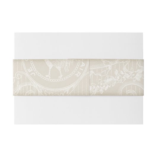 Stargazer Lily Cream Kant Goud Lijst Uitnodigingen Wikkel (Achterkant Voorbeeld)