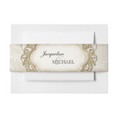 Stargazer Lily Cream Kant Goud Lijst Uitnodigingen Wikkel (Voorkant Voorbeeld)