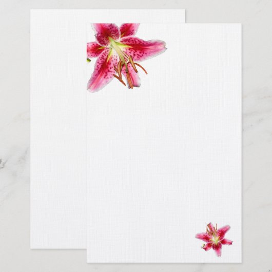 Stargazer Lily Decorated Blank Stationery Briefpapier (Voorkant / Achterkant)
