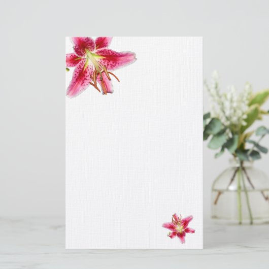 Stargazer Lily Decorated Blank Stationery Briefpapier (Staand voorkant)