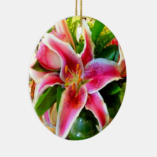 stargazer lily en roe bouquet ornament (Rechts)