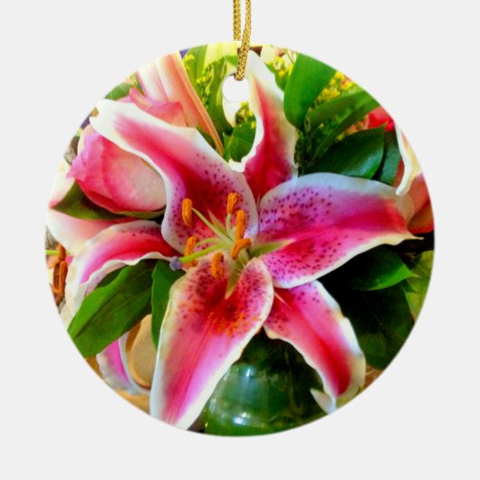 stargazer lily en roe bouquet ornament (Voorkant)