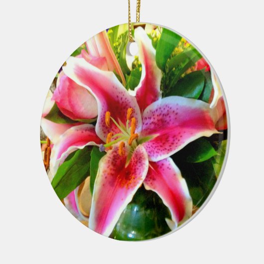 stargazer lily en roe bouquet ornament (Links)
