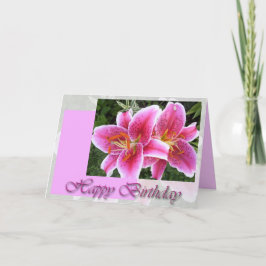 Stargazer Lily Floral Birthday Kaart