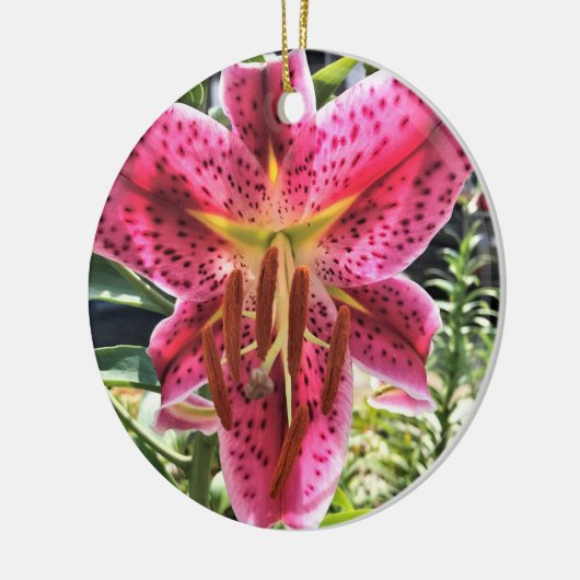 Stargazer Lily Flower Keramisch Ornament (Links)
