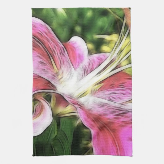 Stargazer Lily Painting Floral Theedoek (Verticaal)
