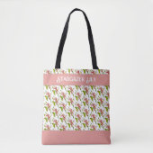 Stargazer Lily Pink Flower Naadloos Patroon Tote Bag (Voorkant)
