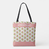Stargazer Lily Pink Flower Naadloos Patroon Tote Bag (Achterkant)
