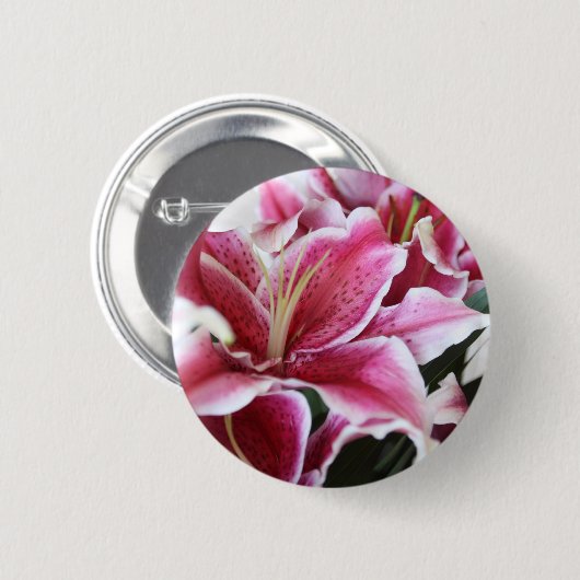 Stargazer Lily Ronde Button 5,7 Cm (Voorkant /achterkant)