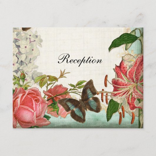 Stargazer Lily Roos Butterfly in Hydrangea Informatiekaartje (Achterkant)